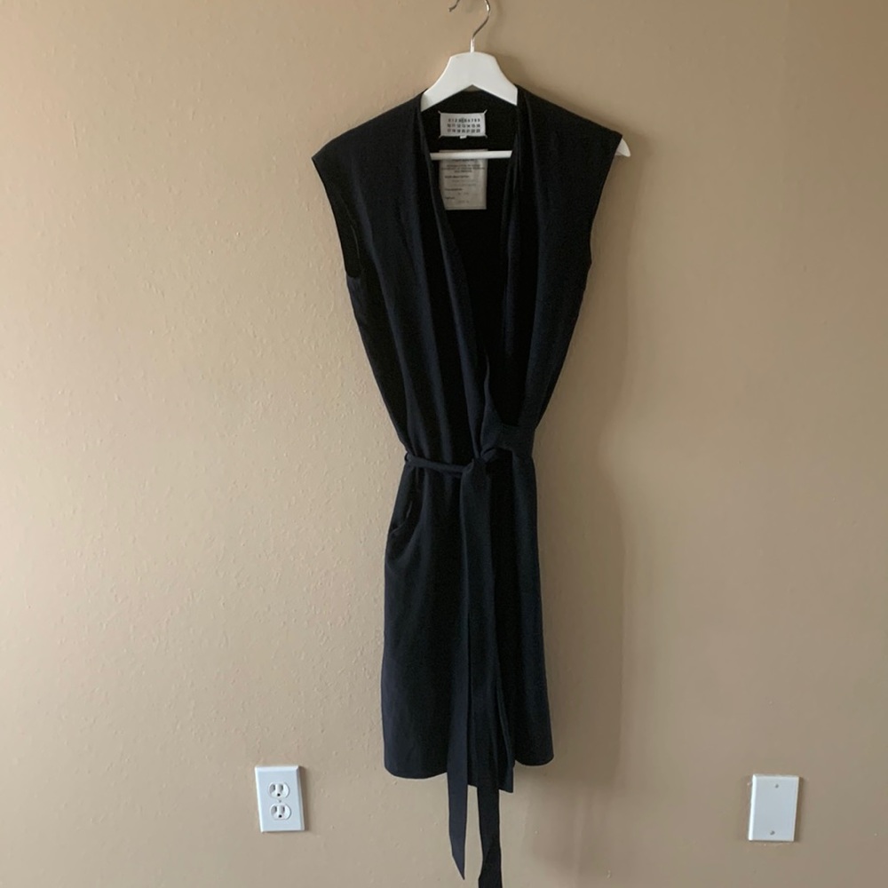 MM6 Madison Margiela black silk wrap dress